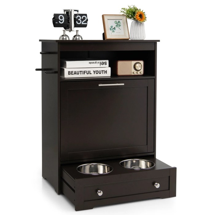 Infans Pet Feeding Station Furniture w/ Double Pull Out Dog Bowl Food ...