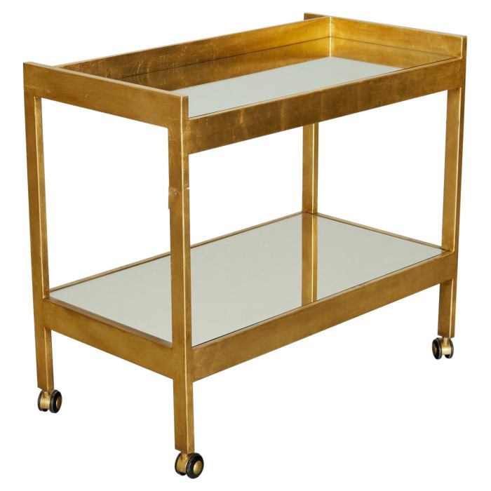 Lucite rolling cart featuring two mirrored shelves at 1stDibs