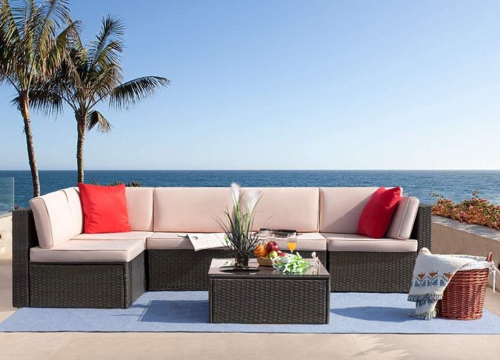 Folding outdoor sectional furniture set