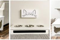 Upholstered pet feeding station bench furniture