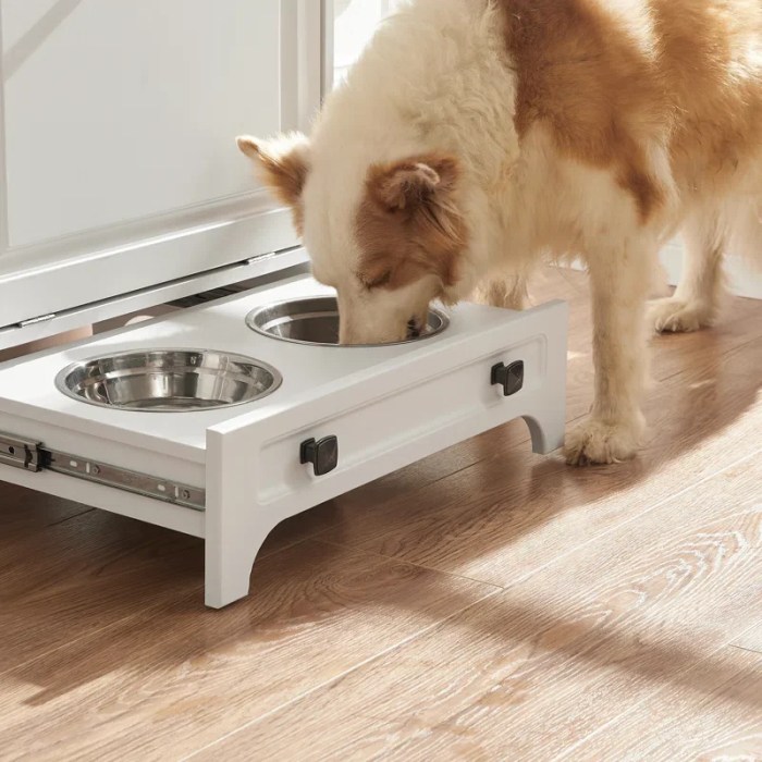 Upholstered pet feeding station bench furniture