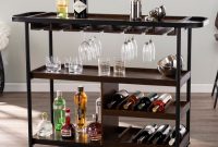 Rolling bar cart with mirror back