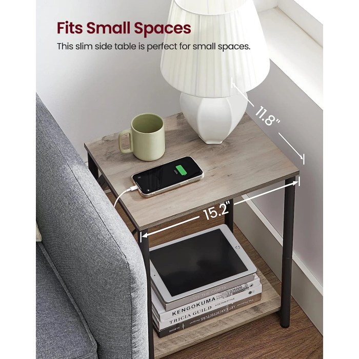 Rolling side table with charging dock furniture