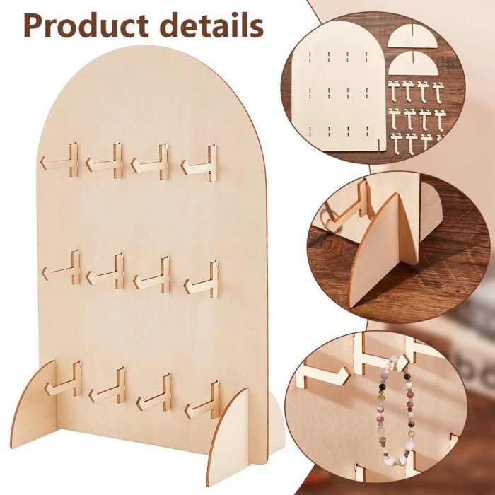 Wooden Pegboard Display Stand with 12 Hooks Natural Bamboo Retail Rack ... Wooden Pegboard Display Stand with 12 Hooks Natural Bamboo Retail Rack ...